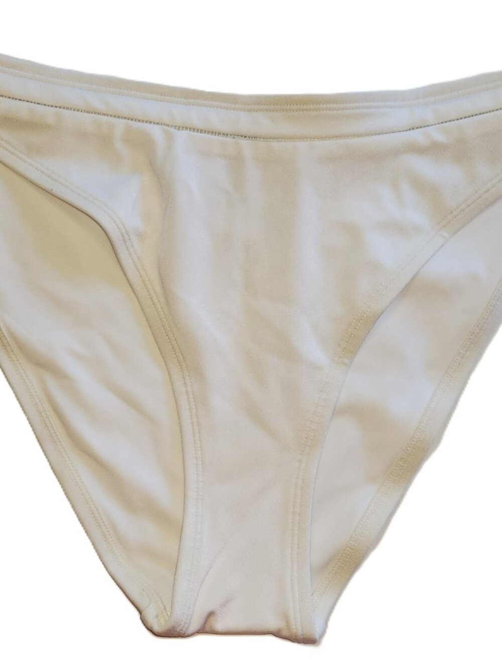 Women's Sexy White Bikini Swim Trunks Triangle High Split Bottom - Size L